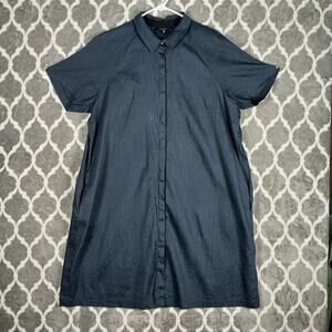 Lafayette 148 Painter Smock Tunic XXL Blue Linen Blend Plus Size Pockets